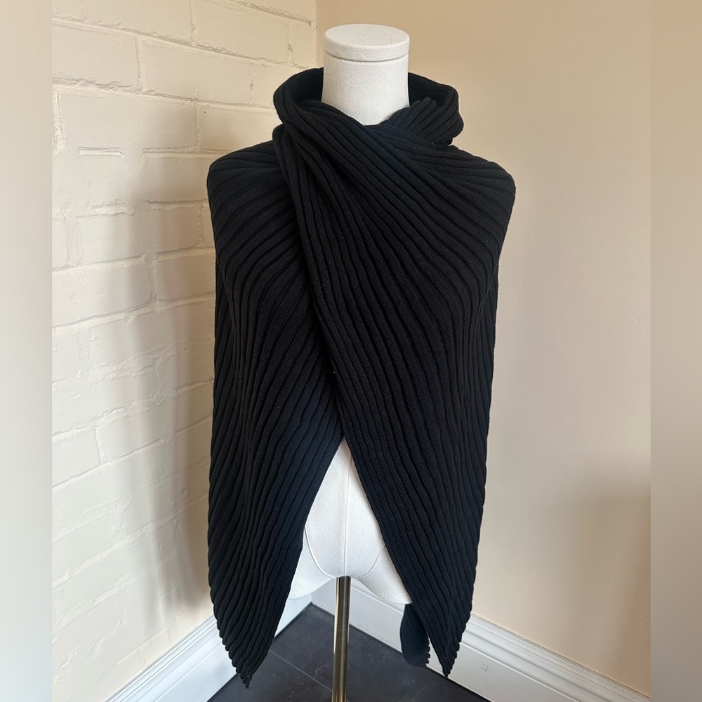 COS Black Ribbed poncho
